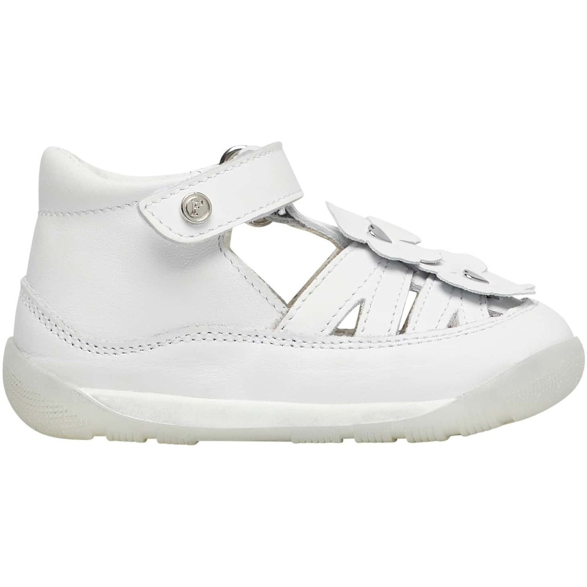 Chaussures Fille Sandales et Nu-pieds Falcotto Sandales semi-fermées en cuir avec fleurs appliquées GRISA Blanc