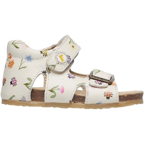 Chaussures Fille Sandales En Cuir Et Tissue Falcotto Sandales en cuir à scratch et boucle BEA Blanc
