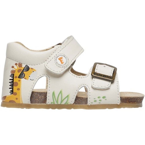 Chaussures Garçon jordan kids sneakers Falcotto Sandales en cuir imprimé girafe JOYCE Blanc