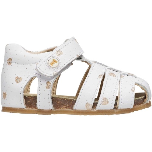 Chaussures Fille Sandales En Cuir Et Tissue Falcotto Sandales semi-fermées en cuir avec cœurs ALBY Blanc