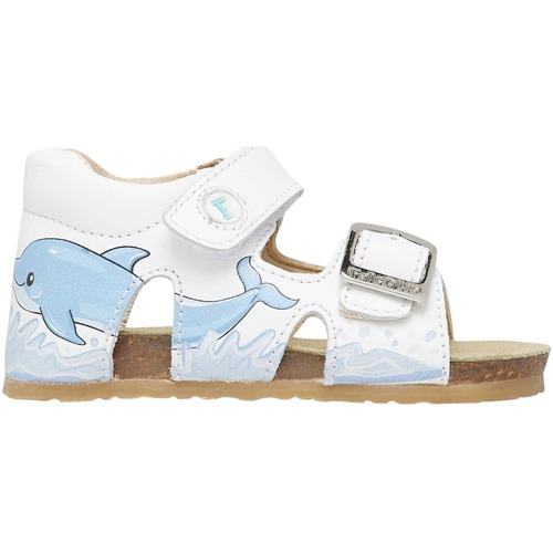 Chaussures Garçon Tapis de bain Falcotto Sandales en cuir imprimé dauphins DAPHNE Bleu