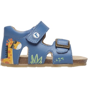 Chaussures Garçon Sandales En Cuir Et Tissue Falcotto Sandales en cuir imprimé girafe JOYCE Bleu