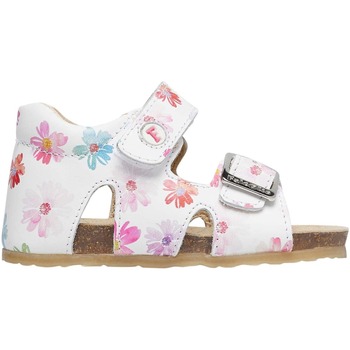 Chaussures Fille Sweats & Polaires Falcotto Sandales en cuir à scratch et boucle avec fleurs BEA Blanc