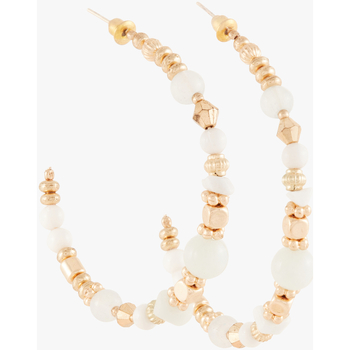 boucles oreilles lollipops  créoles avec perles blanc leopard ivoire 