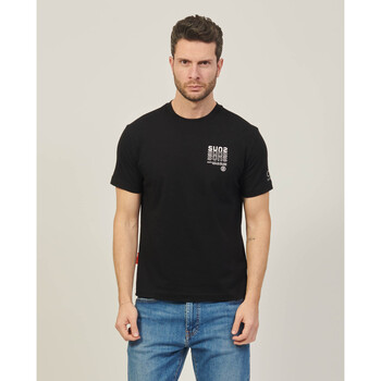Vêtements Homme Tops / Blouses Suns T-shirt à col rond  en coton avec logo multiple Noir