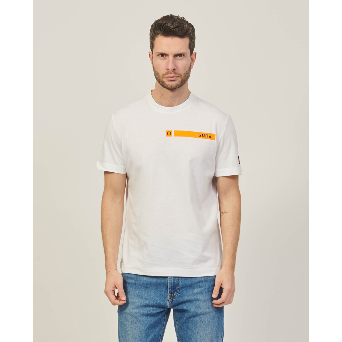 Vêtements Homme T-shirts & Polos Suns T-shirt col rond homme  en coton Blanc