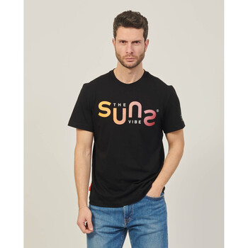 Vêtements Homme T-shirts & Polos Suns T-shirt à col rond  en coton avec logo Noir