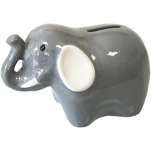 Maison & Déco Lampe à Poser Oiseau En Faye Tirelire éléphant gris en céramique 10 cm Gris