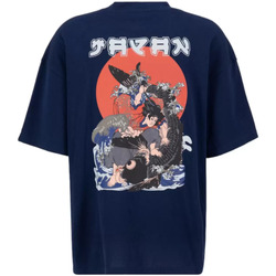 Vêtements Homme Mocassins & Chaussures bateau Alpha t-shirt japan vague guerrier bleu Bleu