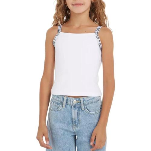 Vêtements Fille T-shirts manches courtes Calvin Klein JEANS Compression  Blanc