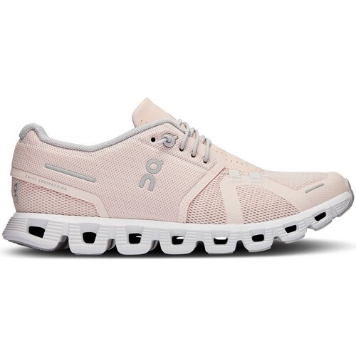 Chaussures Femme Baskets mode On Baskets Cloud 5 Shell blanches Rose