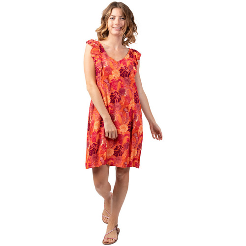 Vêtements Femme Robes Coton Du Monde fleurie tendance ZOLA imprimé coloré lumineux Orange