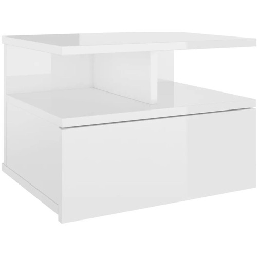 Maison & Déco Tables de chevet Maison D'home Table de chevet flottante Blanc brillant Bois d'ingénierie Blanc
