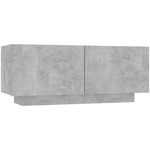 Table de chevet gris béton 100x35x40 cm bois d'ingénierie
