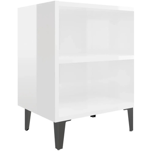Maison & Déco Tables de chevet Maison D'home Table de chevet avec pieds en métal blanc brillant 40x30x50 cm Blanc