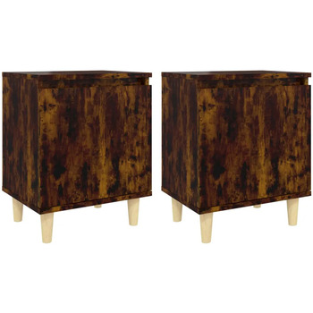 Maison & Déco Tables de chevet Maison D'home Tables de chevet et pieds en bois 2 pcs Chêne fumé 40x30x50 cm Marron