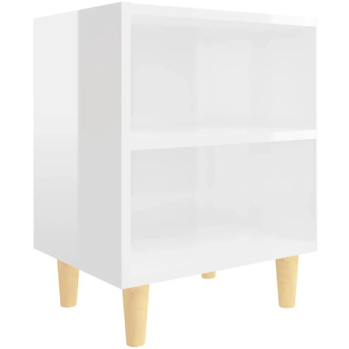 Maison & Déco Tables de chevet Maison D'home Table de chevet avec pieds en bois Blanc brillant 40x30x50 cm Blanc