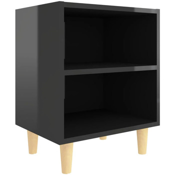 Maison & Déco Tables de chevet Maison D'home Table de chevet avec pieds en bois Noir brillant 40x30x50 cm Noir