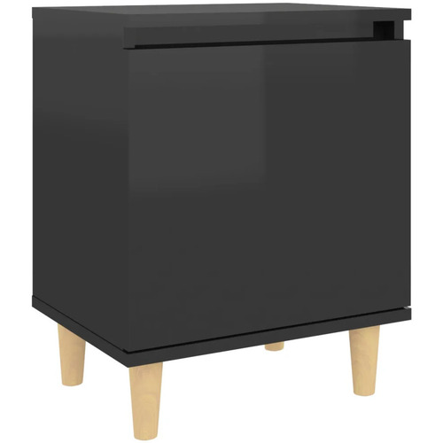 Maison & Déco Tables de chevet Maison D'home Table de chevet avec pieds en bois Noir brillant 40x30x50 cm Noir