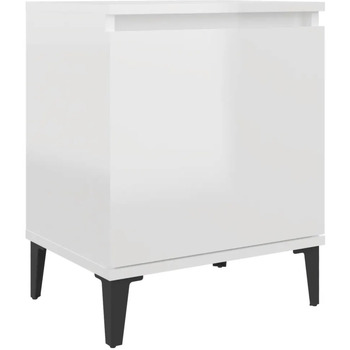 Maison & Déco Tables de chevet Maison D'home Table de chevet avec pieds en métal blanc brillant 40x30x50 cm Blanc