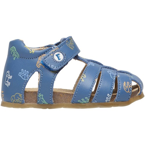 Chaussures Garçon Le Temps des Cer Falcotto Sandales semi-fermées en cuir avec animaux ALBY Bleu