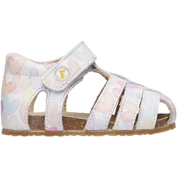 Chaussures Fille Sandales En Cuir Et Tissue Falcotto Sandales semi-fermées en cuir avec cœurs ALBY Blanc