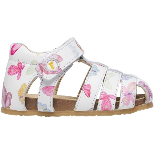 Chaussures Fille Sandales En Cuir Et Tissue Falcotto Sandales semi-fermées en cuir avec papillons ALBY Blanc