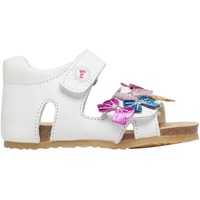 Chaussures Fille Bottines / Boots Falcotto Sandales en cuir avec fleurs appliquées YANUYA Blanc