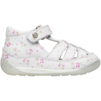 Chaussures Fille Sandales En Cuir Et Tissue Falcotto Sandales semi-ouvertes en cuir avec fleurs LAGUNA VL NEW Blanc