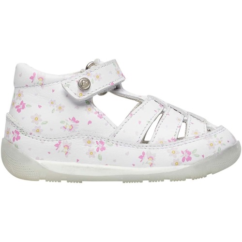 Chaussures Fille Sandales En Cuir Et Tissue Falcotto Sandales semi-ouvertes en cuir avec fleurs LAGUNA VL NEW Blanc