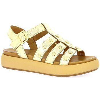 Chaussures Femme striped leather sandals Pink Inuovo Nu pieds cuir laminé Doré