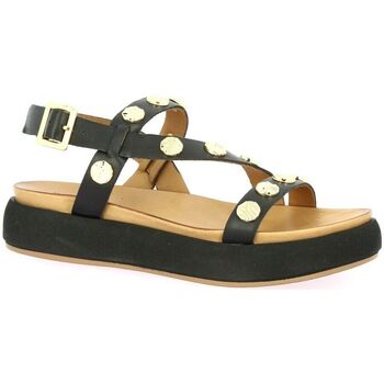 Chaussures Femme striped leather sandals Pink Inuovo Nu pieds cuir Noir