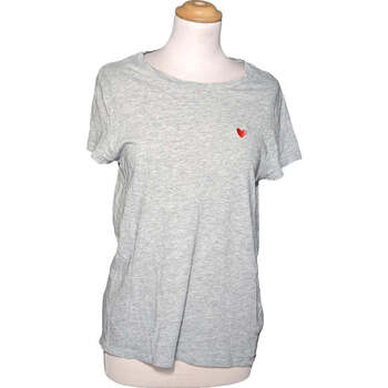 t-shirt h&m  top manches courtes  38 - t2 - m gris 