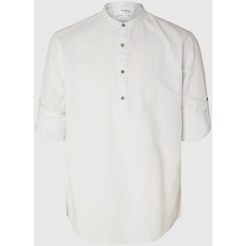 Vêtements Homme Chemises manches longues Selected 16092977 LINEN TUNIC-BRIGHT WHITE Blanc
