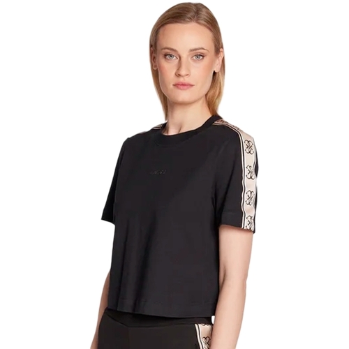 Vêtements Femme T-shirts manches courtes Guess logo 4G Noir