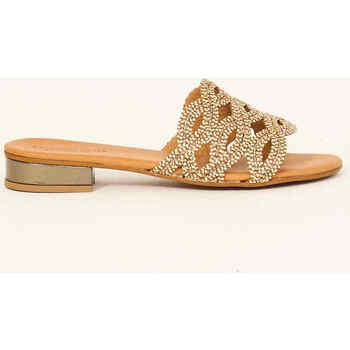 Chaussures Femme Sandales et Nu-pieds Vincent Vega Sandales en cuir  avec applications sur la bande Marron