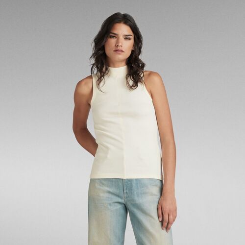 Vêtements Femme Débardeurs / T-shirts sans manche G-Star Raw D24502 D595 OPEN BACK MOCK-G286 ANTIQUE WHITE Blanc