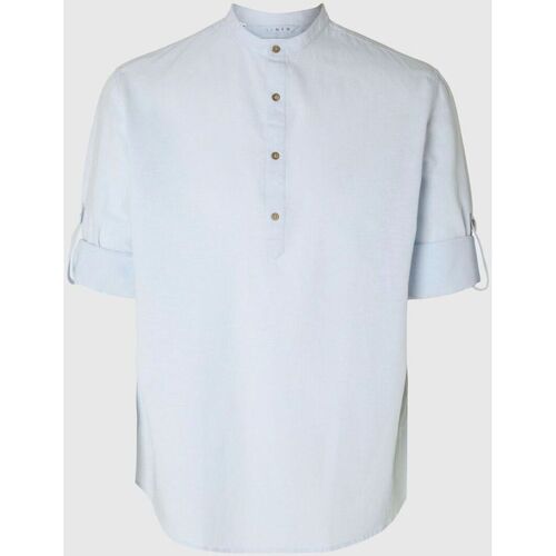 Vêtements Homme Chemises manches longues Selected 16092977 LINEN TUNIC-SKY CAPTAIN Bleu