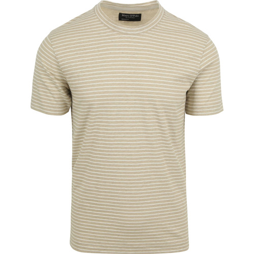 Vêtements Homme T-shirts & Polos Marc O'Polo navy T-Shirt De Lin Rayures Ecru Beige