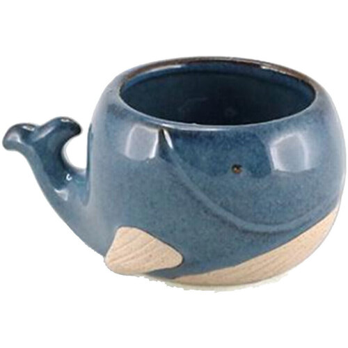 Maison & Déco Vases / caches pots d'intérieur Faye Mini cache-pot baleine bleue en céramique 5 cm Bleu