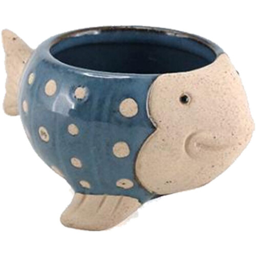 Sélection homme à moins de 70 Vases / caches pots d'intérieur Faye Mini cache-pot poisson bleu en céramique 5 cm Bleu
