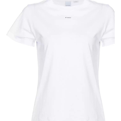 Vêtements Femme n12l2 Y68f Z99 Pinko T-shirt blanc de base rose Blanc