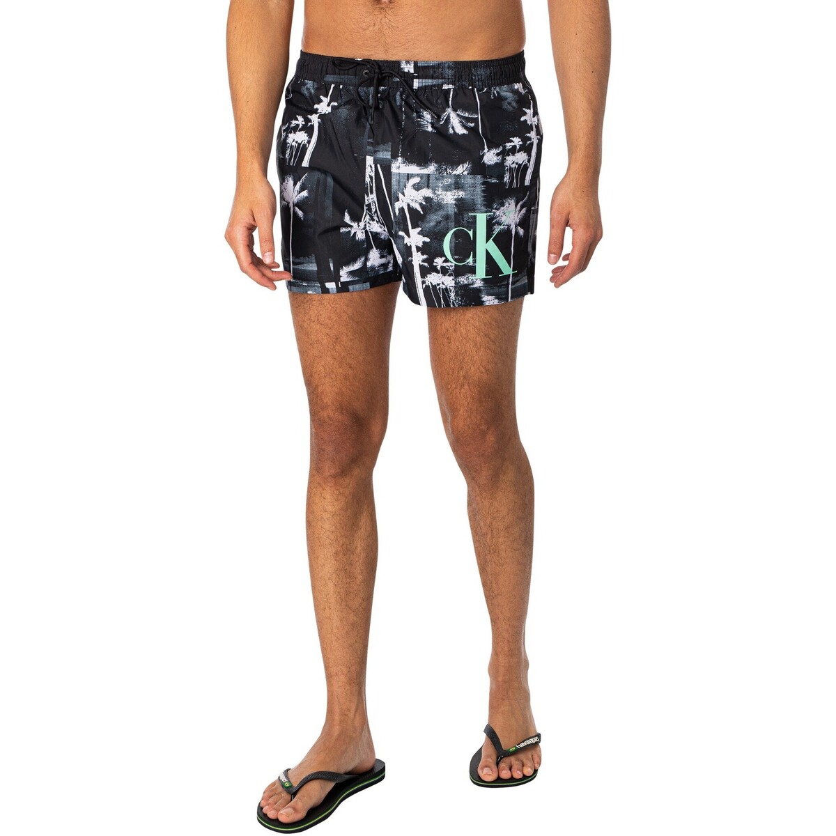 Vêtements Homme Maillots / Shorts de bain Calvin Klein Jeans Short de bain court imprimé à cordon Noir