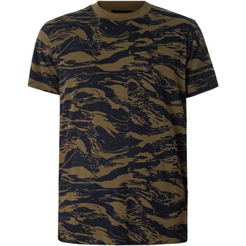 Vêtements Homme T-shirts Mid courtes G-Star Raw T-shirt camouflage tigre Vert