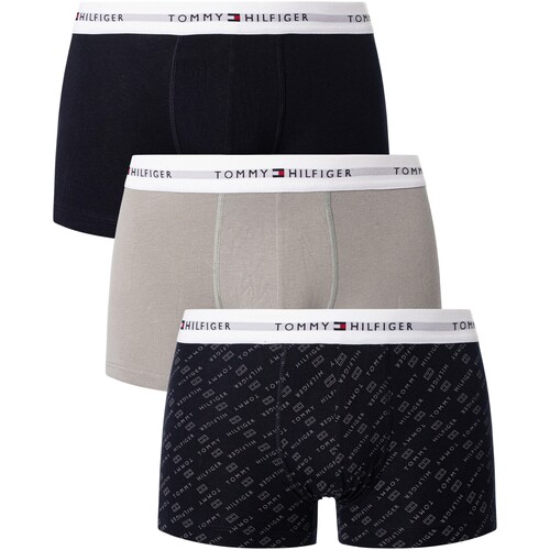 Sous-vêtements Homme Caleçons Grey Tommy Hilfiger Lot de 3 boxers en coton Signature Essentials Multicolore