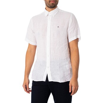 Vêtements Homme Chemises manches courtes Tommy Hilfiger Chemise à manches courtes en lin pigmenté Blanc