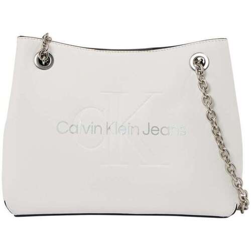 Sacs Femme side-slit ribbed-knit dress Calvin Klein Jeans 160926VTPE24 Blanc