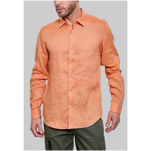 Vêtements Homme Chemises manches longues Kebello Chemise Lin Orange H Orange