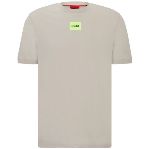 Vêtements Homme T-shirts & Polos BOSS T-SHIRT GRIS EN JERSEY DE COTON AVEC ÉTIQUETTE LOGO JAUNE DI Gris