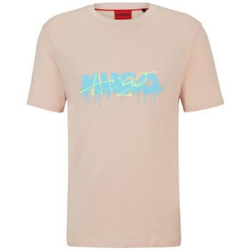 Vêtements Homme T-shirts & Polos BOSS T-SHIRT  ROSE CLAIR EN JERSEY DE COTON AVEC DOUBLE LOGO Rose